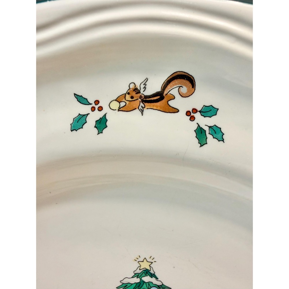 Vintage Woodland Christmas Dinner Plate Miyazaki Creates Animals Retro Decor - Picture 4 of 6